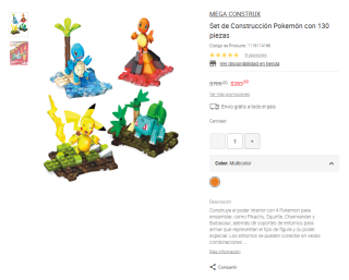 Set Construcción Mega Construx Pokémon 130 piezas por $284 | Liverpool