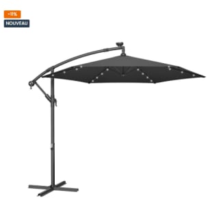 Parasol Déporté 300 cm avec 32 LED SONGMICS à 107,99€