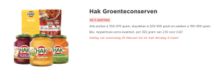 60% korting op Hak Groenteconserven bij de Plus