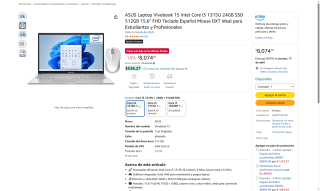 ASUS Vivobook 15 i3 1315U 24GB 512GB por $8,074 | Oferta Amazon