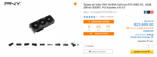 Tarjeta PNY RTX 5080 OC 16GB 256-bit por $23,689 | CyberPuerta