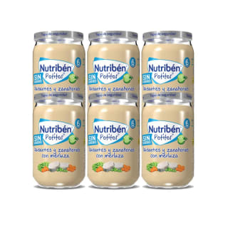 Pack 6 x 235 g de Nutribén Potitos de Guisantes y Zanahorias con Merluza a 4.99€