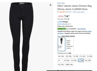 ONLRAIN Mid waist Skinny fit Jeans voor €14,97 bij Amazon