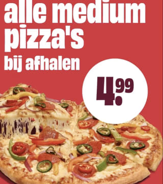 Medium pizza voor €4,99 bij Domino's