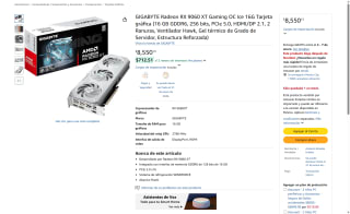 Tarjeta GIGABYTE RX 9060 XT 16GB por $8,550 | Amazon