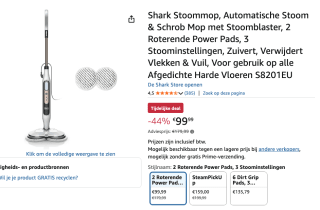 Shark Stoomreiniger en Schrobber voor €99,99 bij Amazon