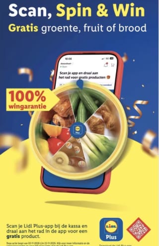 Gratis groente, fruit of brood bij Lidl via de Lidl Plus-app