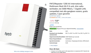 FRITZ!Repeater 1200 AX - WiFi Repeater voor €59 bij Amazon