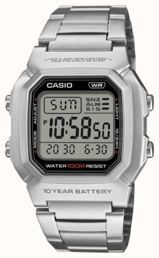 Casio Illuminator 36.8mm Digital Watch with Stainless Steel Bracelet - w/Code
