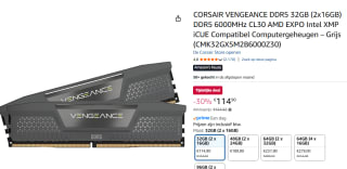 Corsair Vengeance Grey 32 GB Kit (2x16 GB) DDR5-6000 CL30 voor €114,90 bij Amazon
