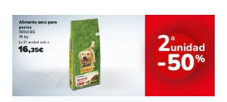 Segunda Unidad al -50% de Descuento en Comida de animales en Carrefour.