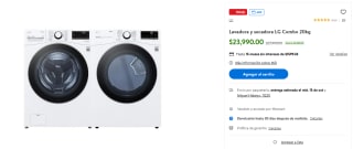 Combo Lavadora y Secadora LG 20kg por $23,469 | Oferta Walmart