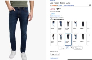 Lee Slimfit Jeans 'LUKE' ivoor €35,14 bij Amazon