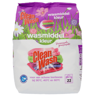 Clean Wash Waspoeder kleur 22 wasbeurten voor €0,64 bij Dirk