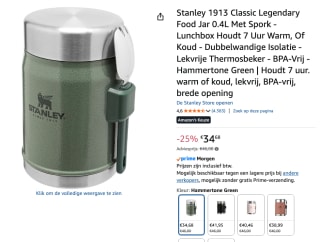 Stanley Classic Food Jar + Spork 400 ml voor €34,68 bij Amazon