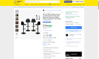 Set 4 Bancos Barra Cocina por $1,999 | Oferta Mercado Libre