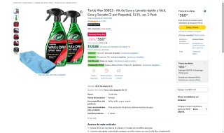 Kit Cera y Lavado Turtle Wax por $360 | Amazon