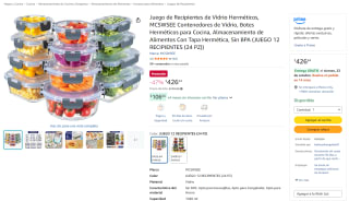 Juego de 12 Recipientes de Vidrio Herméticos por $427 en Amazon