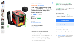Nivel Láser Autonivelante FAGHTO 2 Líneas por $290 en Mercado Libre