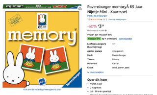 Ravensburger Ravenburger 65 jaar Nijntje mini Memory voor €3,99 bij Amazon