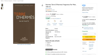 Terre d'Hermès Eau de Toilette 100ml por $1321 | Oferta Amazon
