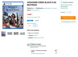 Assassins Creed Black Flag Resynced (PS5) por $640 en Game Planet
