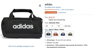 adidas Linear Medium 39L duffeltas voor €15,21 bij Amazon