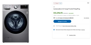 Lavasecadora LG 16kg por $9,973 | Sam's Club (Santander)