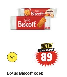 Lotus Biscoff koekjes voor €0,89 bij Dirk