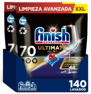 140 pastillas Finish Powerball Ultimate All in 1 por 18.42€