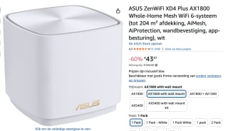 ASUS ZenWiFi XD4 Plus - AiMesh - Mesh Wifi voor €43,87 bij Amazon