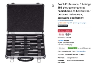 Bosch SDS-Plus Serie - Gereedschapskoffer - 11-delig voor €19,99 bij Amazon