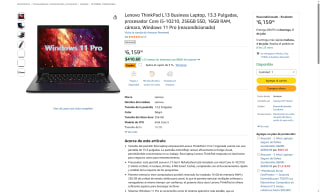 Lenovo ThinkPad L13 G1 16GB 256GB por $5,851 | Amazon