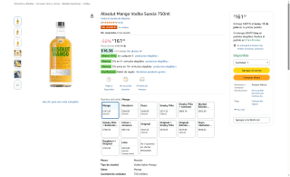 Absolut Mango Vodka 750 ml por $161 | Oferta Amazon