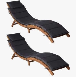 vidaXL 2 Tumbonas con cojines 2 uds madera maciza acacia gris oscuro por 205.99€