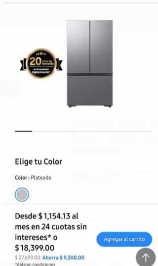 Refrigerador French Door Family Hub 32 pies por $12,667 | Samsung | Santander