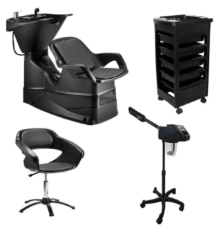 Combo Estética Salón De Belleza Lavacabezas Auxiliar Silla Vaporizador Facial Letmex