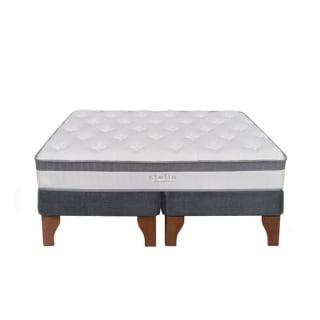 Cama Europea Stella 2 Plazas 150x190 cm Base Colchón Madera Gris por $189.990