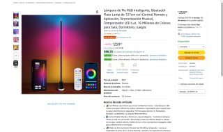 Lámpara de Pie RGB 137cm Inteligente por $259 | Amazon