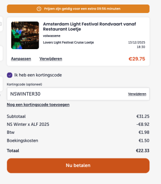 30% korting op je boeking bij Lovers met de code