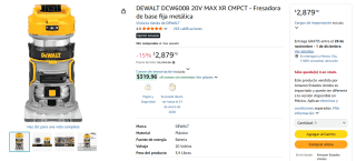 Router DeWalt DCW600B por $2,880 | Amazon