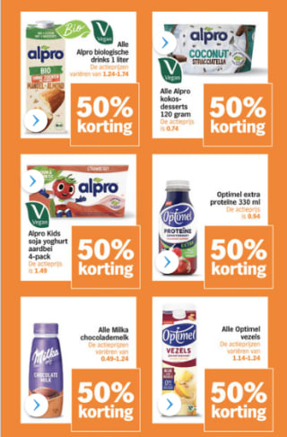 50% korting op diverse nieuwe producten bij de AH