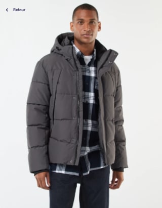 Doudoune épaisse à capuche zippée - Gris à 15€