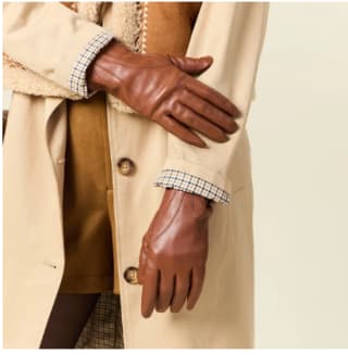 Gants en cuir marron foncé femme à 11,99€