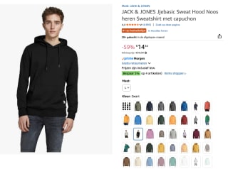 JACK & JONES Sweatshirt voor €14,34 bij Amazon