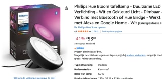 Philips Hue Bloom tafellamp - wit en gekleurd licht voor €53 bij Amazon