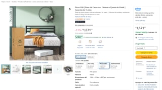 Zinus MIA base de cama Queen con cabecera de metal por $1,614 en Amazon
