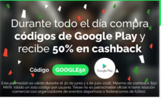 Reintegro de 50% Comprando en Google Play | TEKAE