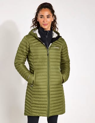 Berghaus Nula Micro Hooded Longline Puffer Jacket – Dusk, Sizes 8–16 | Free C&C