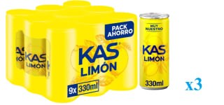 3 Packs de KAS Refresco de limón pack 9 latas de 330 ml por 9.62€